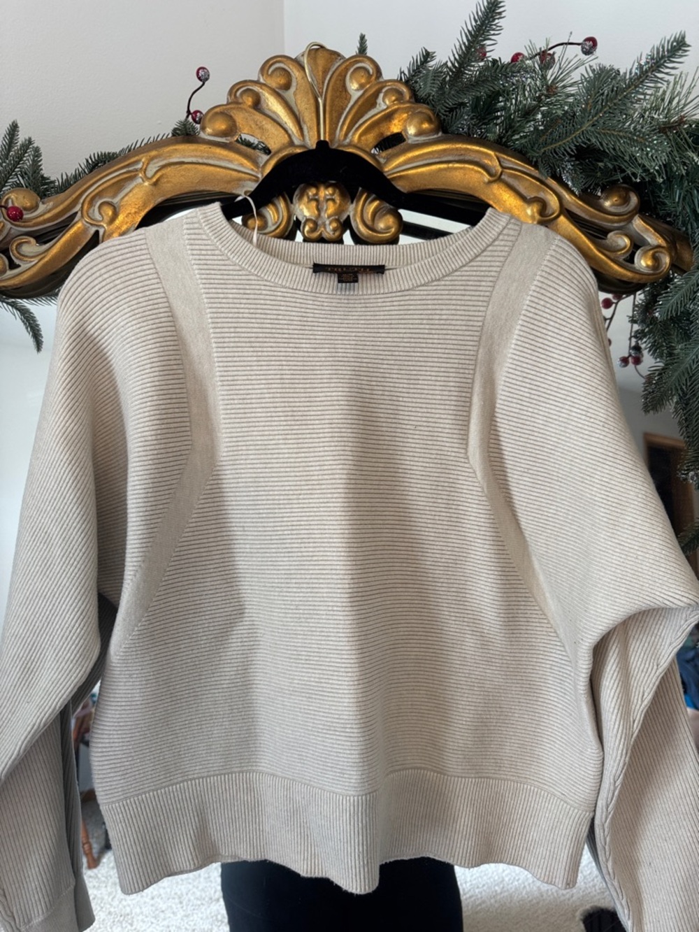 Truth Ribbed Crewneck Sweater in Light Beige
